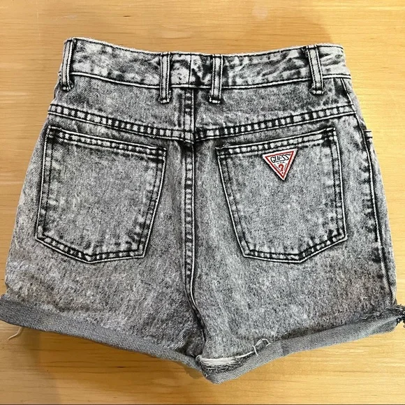 Vintage Guess Georges Marciano High Waist Cutoffs Gray Acid Wash Shorts Size 25 - Picture 2 of 6